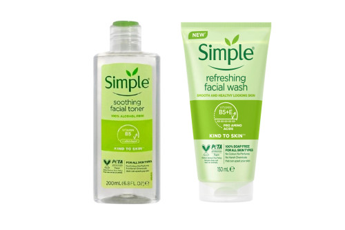 پک تونر و شوینده رفرشینگ سیمپل، شامل تونر و فیس واش Simple برای پاکسازی و طراوت پوست، مناسب پوستهای حساس