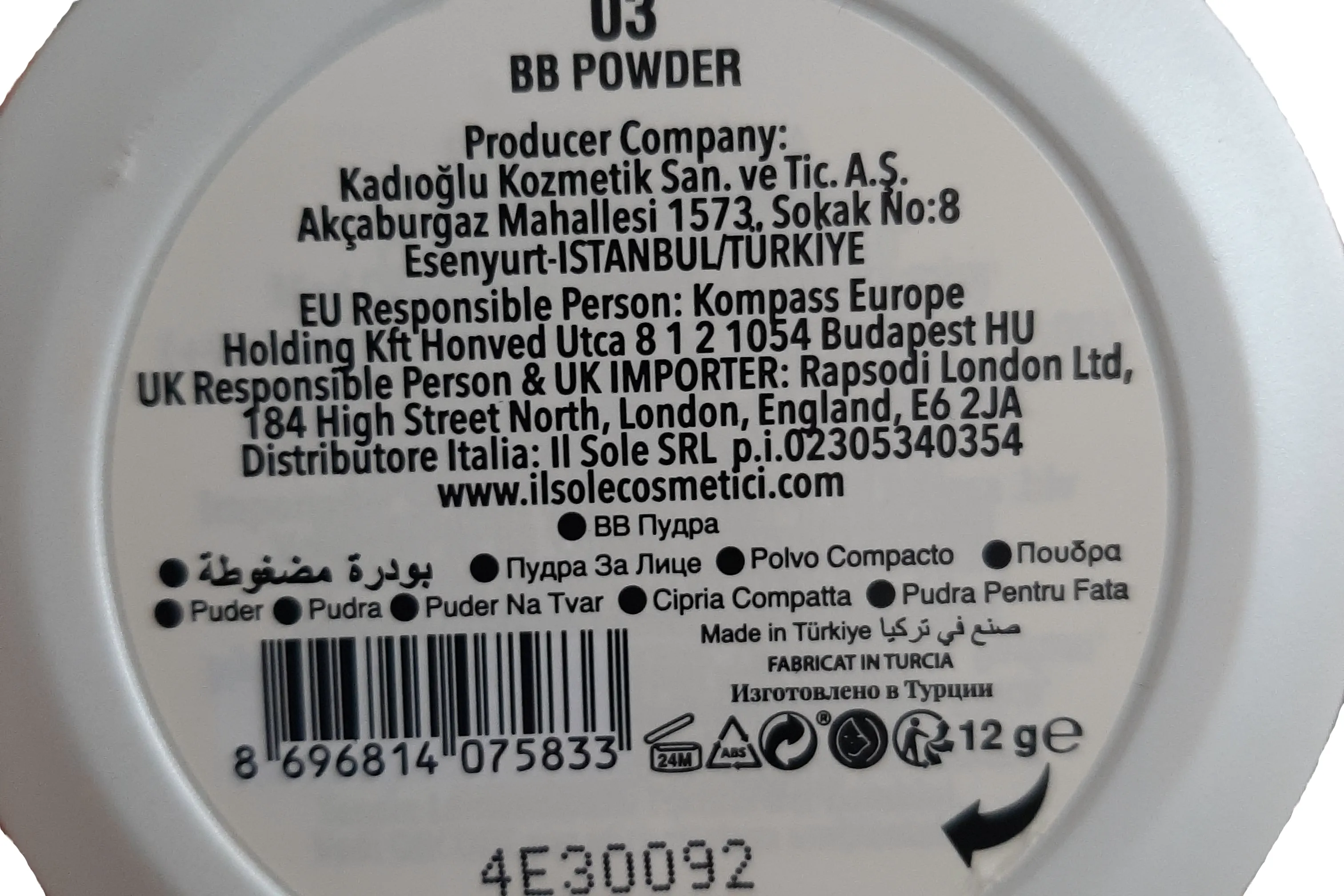 بی‌بی پودر چندکاره گابرینی مناسب انواع پوست